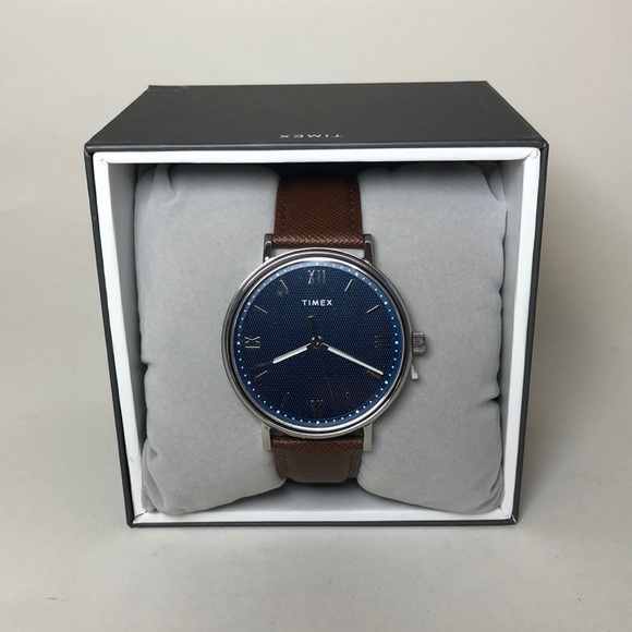 Timex Men’s Brown Leather Watch 41mm J 70 - Picture 1 of 3
